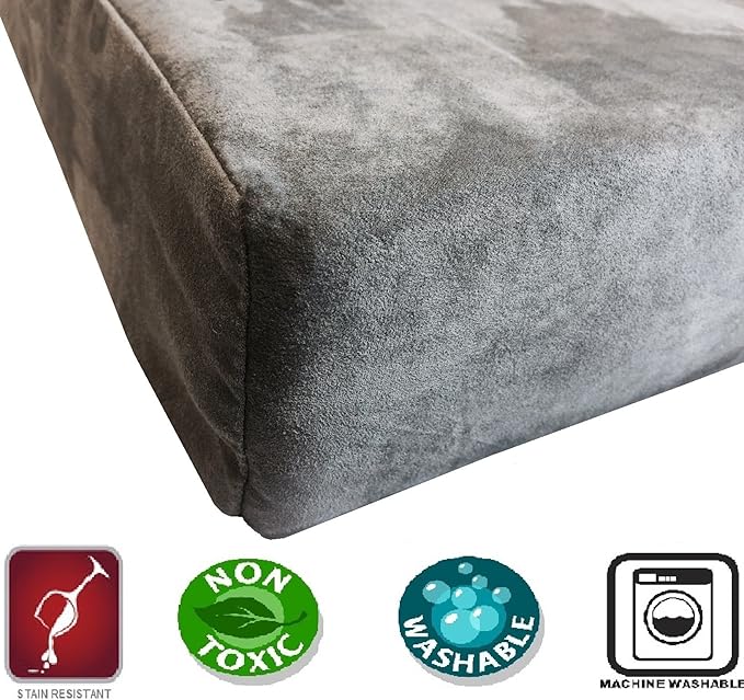 Dogbed4less DIY Pet Bed Pillow Grey Microsuede Duvet Cover and Waterproof Internal case for Large Dog at 55X37X4 Inch - Covers only
