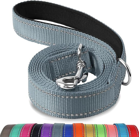 Joytale Dog Leash Heavy Duty for Large Medium Dogs, 5 FT Reflective Nylon Pet Walking Lead with Soft Padded Handle, Durable & Tangle Free for Training, Running & Safety Control, Gray