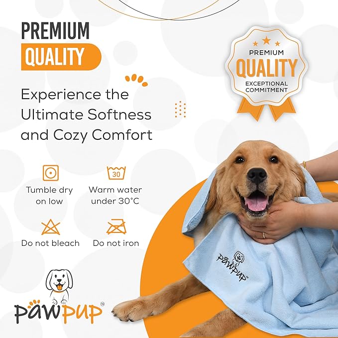 Dog Towels for Drying Dogs Super Absorbent Microfiber Pet Grooming Towel for Dogs, Cats and Other Pets (40 x 24 Inches, Pink and Blue)