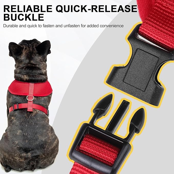BINGPET No Pull Dog Harness,Soft Mesh Breathable All Weather Vest Harness,Safety Protection Design Durable Adjustable Step-in Easy Walk Dog Harness for Small Medium Large Dogs(Red,XL)