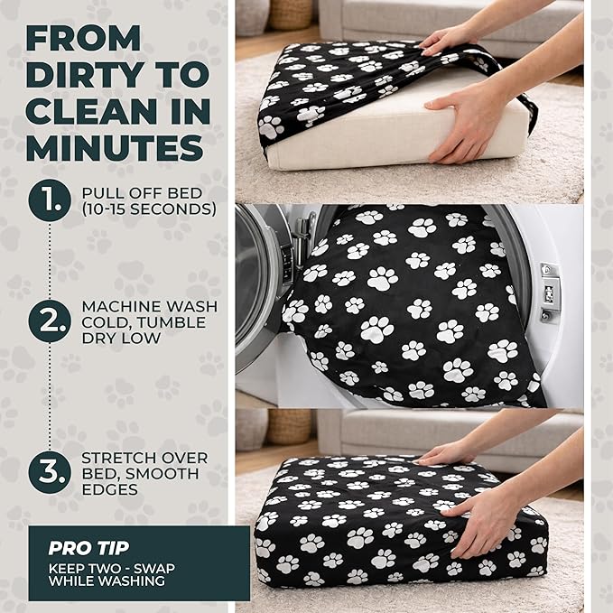 DUKE&LEFTY PetBed Slipcover-USA Company-Stretch Soft Petbed Cover-Universal-Easy to Remove (Zipper Free)-Navy/Large