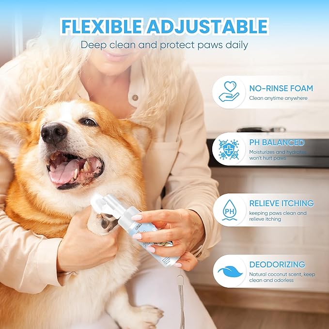 Paw Cleaner for Dogs & Cats - No-Rinse Foaming Pet Foot Washer - paw Cleaner for Dogs Built-in Scrubber Brush for Dirty, Muddy Paws - Dog feet Cleaner (Gardenia)