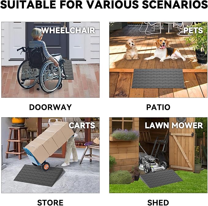 3" Rise Rubber Threshold Ramp for Doorways, 36" Wide Wheelchair Ramp 5500 Lbs Capacity, Entry Curb Ramp with Non-Slip Surface, for Wheelchairs, Scooter, Power Chairs, Driveways