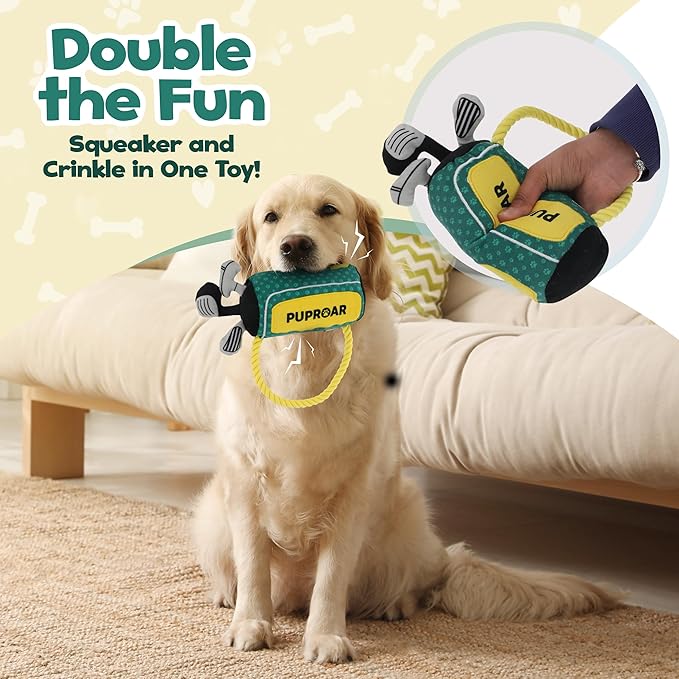Golf Dog Toy – Dog Birthday Gift with Squeaker Rope & Crinkle, Fun & Interactive Puppy Birthday Toy & Funny Valentines Day Puppy Gift