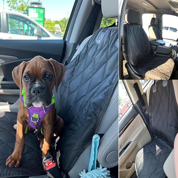 AsFrost Dog Seat Cover Cars Trucks SUVs, Thick 600D Waterproof Pet Car Seat Cover Dog, Heavy Duty & Wear-Resistant Durable Nonslip Backing with Side Flaps, Scratchproof Dog Front Seat Cover