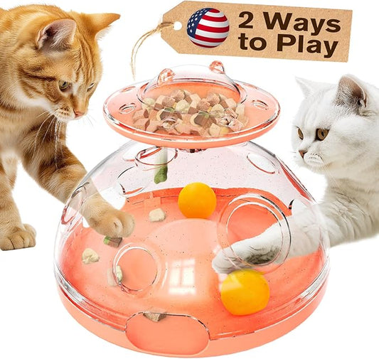 KADTC Large Size Cat Puzzle Toy - 2 Ways to Play - U.S. Brand, Design Treat Dispenser Toys & Foraging Balls For Indoor Cats Puzzles Feeder Kitten Enrichment Slow Feeding Interactive Brain-Teasing Game