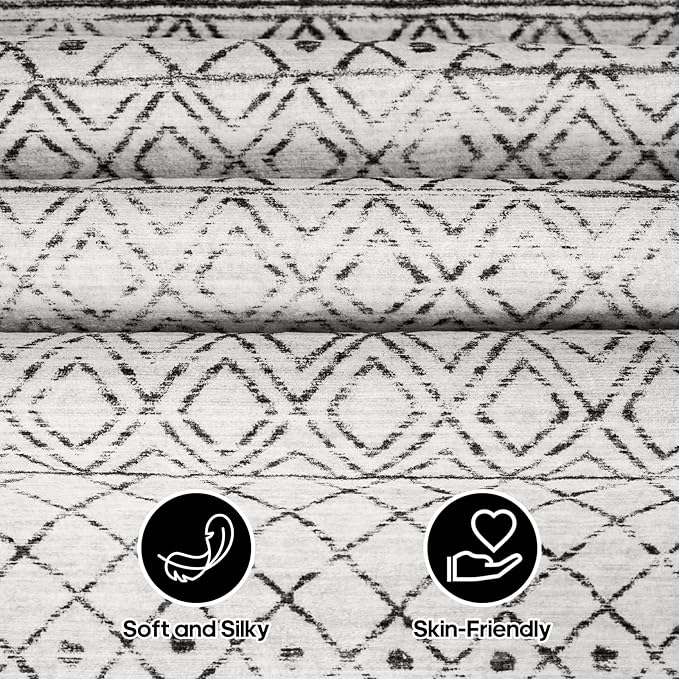 4x8 Rug Machine Washable - Moroccan Hallway Runner Rug Non Slip Pets Friendly Runner Low Pile Soft Indoor Floor Mat Front Door for Kitchen Bedroom Entryway Laundry 4x8 Geo Grey