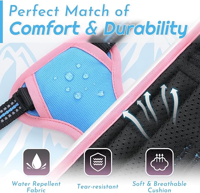 Eagloo Small Dog Harness No Pull, Service Vest with Reflective Strips and Control Handle, Adjustable and Comfortable for Walking, No Choke Pet Harness with 2 Metal Rings, Pink & Blue, XS