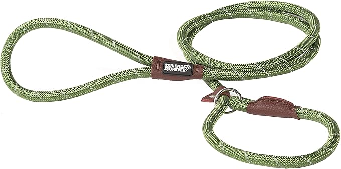 Friends Forever Extremely Durable Dog Rope Leash, Premium Quality Training Slip Lead, Reflective, Thick Heavy Duty, Sturdy, No Pull, Comfortable For The Strong Large Medium Small Pets 6 feet, Olive