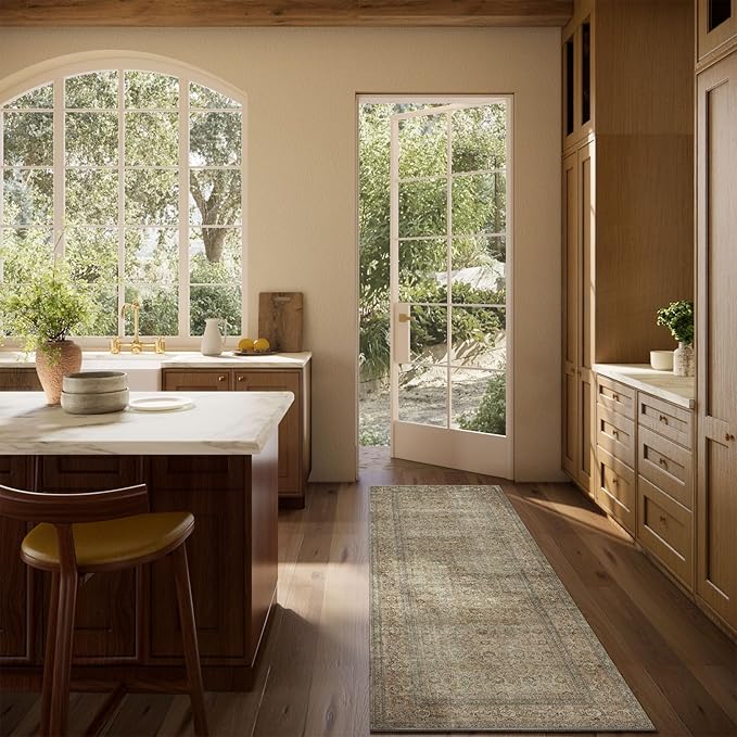 Washable Runners for Hallways Kitchen Rug: 2'x6' Runner Rugs Stain Resistant Non Slip Low Pile Soft Carpet Runners for Hallways Bedroom Kitchen Entryway Indoor Beside Bathroom Laundry Room