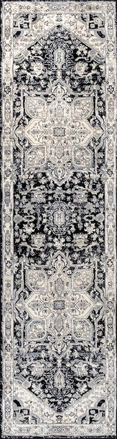 JONATHAN Y Vintage Medallion Indoor Runner Rug 2X8 Black/Ivory, Modern Boho for Living Room, Bedroom, Kitchen, Office, Easy-Cleaning, High Traffic, Pet-Friendly, Non-Shedding MDP106F-28