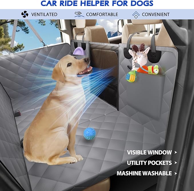 AIREDOULER Truck Dog Seat Cover Back Seat, Hard Bottom Dog Hammock for Car, Waterproof XL Large Soft Pet Extender Travel Bed Supports 400lbs, Durable Platform Protector Full Size Crew Cab Rear Seat