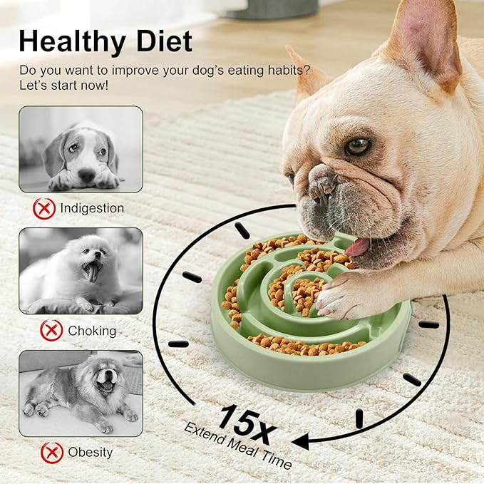 Slow Feeder Dog Bowls,Puzzle Dog Bowl with Anti-Slip, Slow Feeder & Non-Slip Design, Boredom and Anxiety Reducer, Suitable for All Breed Dogs and Cat