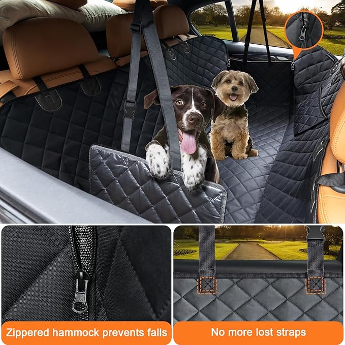 URPOWER Dog Car Seat Cover for Pets 100% Waterproof Seat Cover Hammock 600D Heavy Duty Scratch Proof Nonslip Durable Soft Back Seat Covers for Full Size Trucks