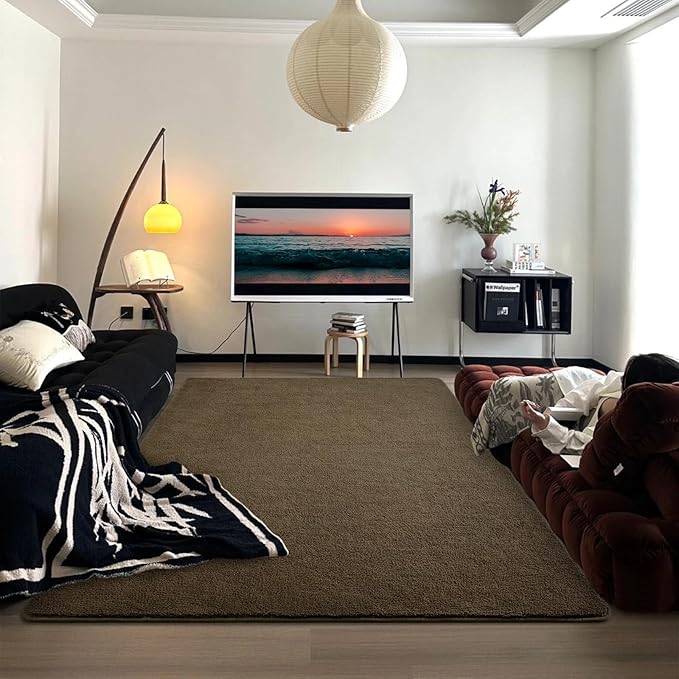 DweIke 6x9 Light Brown Area Rugs for Bedroom, Super Soft Living Room Rug, Thickened Memory-Foam Throw Carpet, Non-Slip and Washable Carpets for Kids Boys Girls Room Dorm Nursery Home Decor