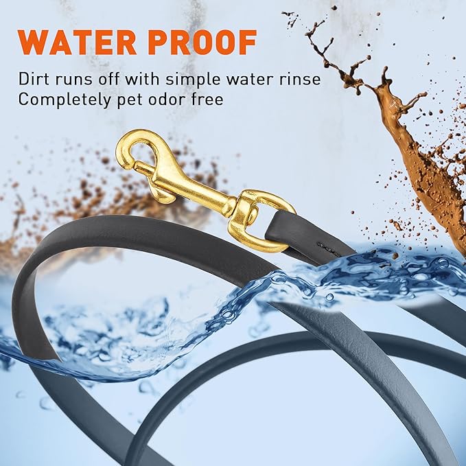 Viper Biothane K9 Working Dog Leash Waterproof Lead for Tracking Training Schutzhund Odor-Proof Long Line with Solid Brass Snap for Puppy Medium and Large Dogs, 15ft Black