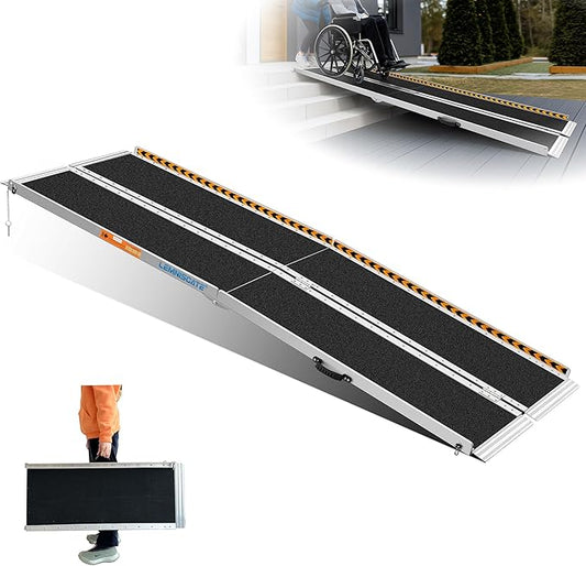 LEMNISCATE 8FT Wheelchair Ramp, Anti-Slip Portable Aluminum Ramps for Home, 800 LBS Capacity Folding Handicap Threshold Wheel Chair Ramps for Home, Entry, Steps, Stairs, Doorways, Curbs, Shed, Car