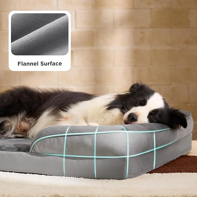 Bedsure L Plus Orthopedic Dog Bed for Large Dogs - Washable Dog Cat Bed Waterproof, L Plus Big Comfort Dogs Couch Sofa with Washable Removable Cover, Pet Bed with Nonskid Bottom, Dune Haze Blue, 38"