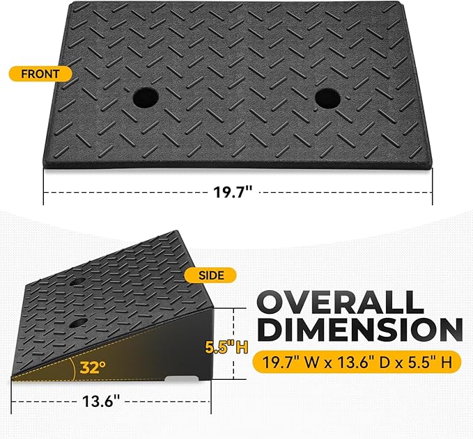 Auto Dynasty Rubber Curb Ramps, 5.5" Lift Height Curbside Driveway Ramp, 4410 LBS/2T Capacity Sidewalk Curb Ramp for Cars Trucks Bikes Motorcycles Wheelchairs, 2 Pack