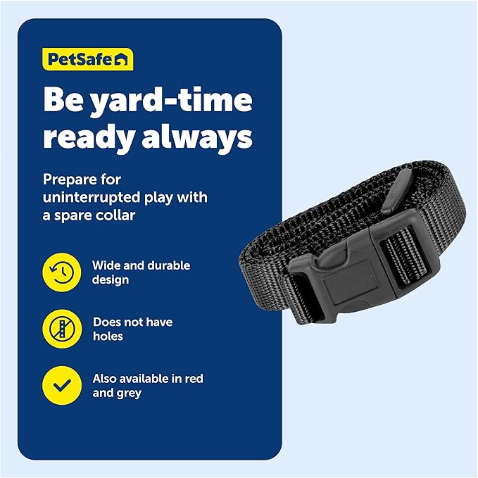 PetSafe 3/4" Rust Replacement Collar Strap with No Holes - Adjustable Strap - Durable Nylon Design - Quick-Snap Buckle - Compatible with Wireless Fence & Bark Collars - 30" - Black