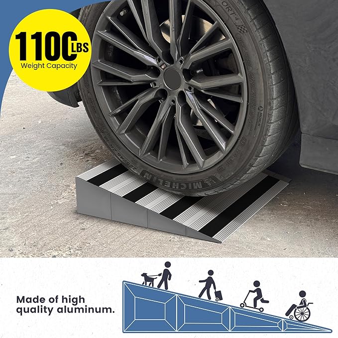 3" Rise Modular Threshold Ramp for Doorways, Stable Wheelchair Ramp for Home Steps, Aluminum Door Ramp and Curb Ramp for Scooters, Power Chairs, Cars, 1100LBS Load Capacity