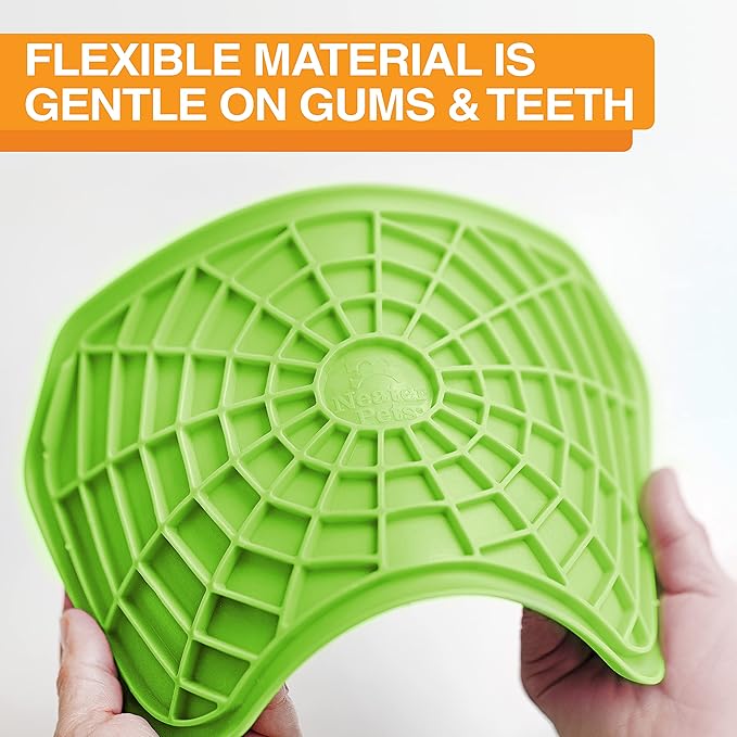 Neater Pets - Neat-LIK with Protective Tray - Slow Feed Pad for Dogs & Cats - Provides Boredom & Anxiety Relief (2 Pack w/Vanilla Bean Tray, Green & Purple)