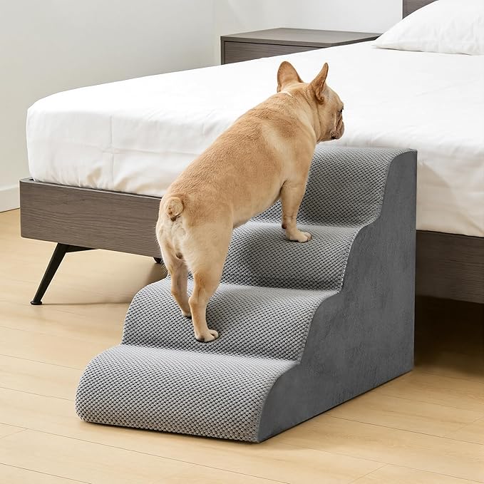 4-Step Dog Stairs for Large Dogs and Cats, 20in H Dog Steps for Couch, Sofa, Chair, Non-Slip Sturdy Pet Steps, Pet Ramp for High Bed Indoor