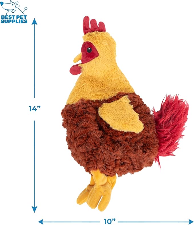 Best Pet Supplies Interactive Squeaky Dog Chew Toy, Ideal Dog Toys for Chewers, Small, Medium & Large Dogs, and Fetch Lovers - Crinkle Chicken (Wine Red), Large