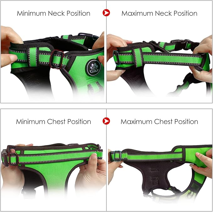 NESTROAD No Pull Dog Harness,Adjustable Oxford Dog Vest Harness with Leash,Reflective No-Choke Pet Harness with Easy Control Soft Handle for Large Dogs(X-Large,FluorescentGreen)