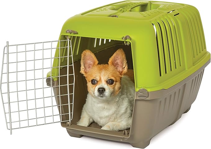MidWest Homes for Pets Spree Travel Carrier ??Hard-Sided Dog & Cat Carrier, Small Pet Travel Crate with Handle, Ventilated Design, Easy Assembly, 24-Inch, Green