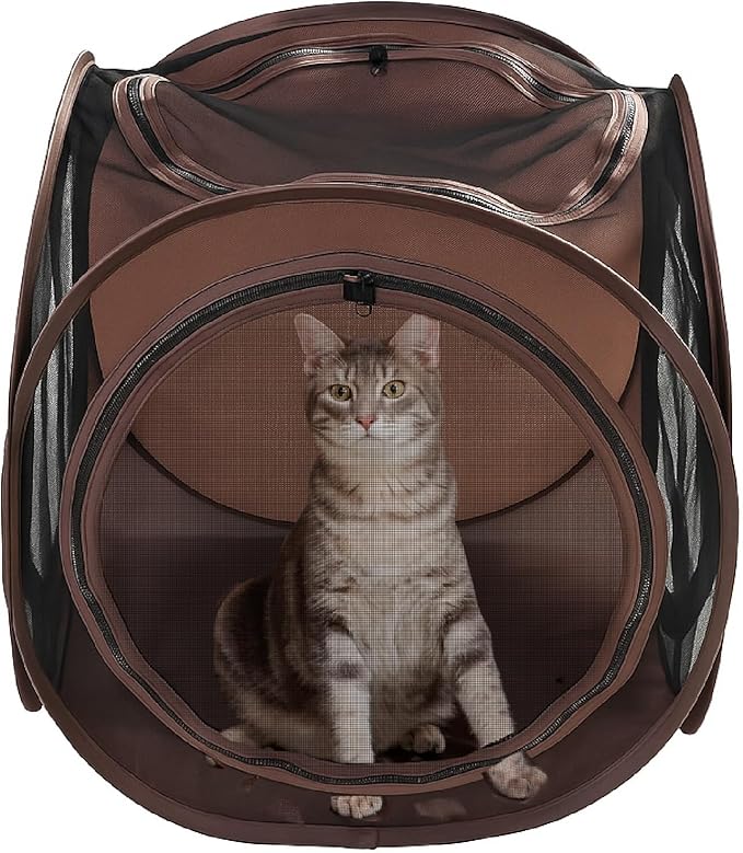 Sexy Liza’s Pop Up Tent Cat Cube - 24x22x20” Play Tent w/ 14” Hole - Connects with Snarky Pets Timmy & Mister’s Tunnel - Outdoor Cat Tent, Play Pen, Zip Connect, Outdoor cat House or Small Dog Bed