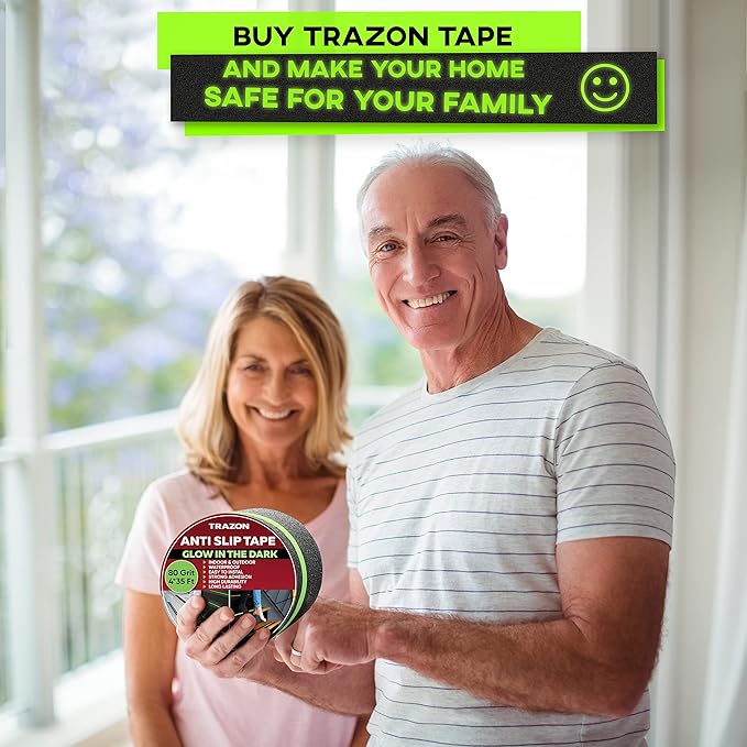 Grip Tape Glow in Dark Stripe - Heavy Duty Anti Slip Tape for Stairs Outdoor/Indoor Waterproof 4 Inch x 35 Feet Non Skid Roll Stair Steps Traction Tread Staircases Grips Adhesive Nonslip Slip Strips