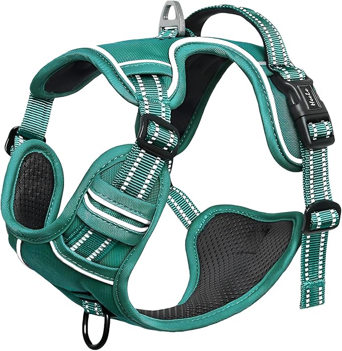 HEELE Dog Harness for Large Dogs No Pull Dog Vest Harness for Large Dog with Soft Padded Handle Reflective for Outdoor Training, Grass Green, L