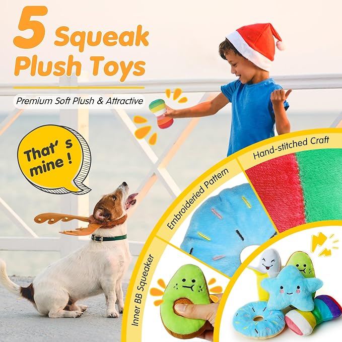 Zeaxuie 25 Pack Luxury Dog Chew Toys for Puppy, Dog Toys with Ropes, Treat Ball and Squeaky Puppy Toys for Teething Small Dogs