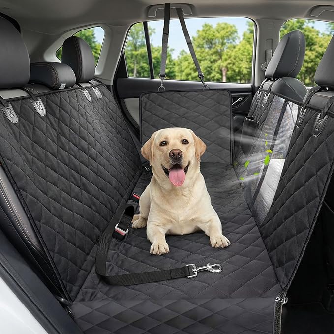 Dog Car Seat Cover, 600D Heavy Dute Durable Car Seat Cover for Dogs Pets, 100% Waterproof Scratch Proof Nonslip Dog Hammock for Cars, Seat Covers Protector with Seatbelt for Pet Sedan SUV Trucks