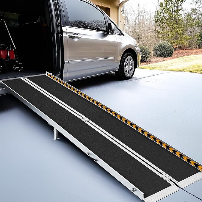 gardhom Wheelchair Ramp 10 Feet, Anti-Slip Aluminum Folding Handicap Ramp Wheelchair Ramps for Home Steps Entrance Threshold Doorways Stairs Curbs Scooter