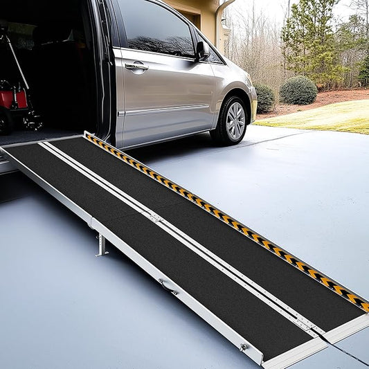 gardhom Wheelchair Ramp 10 Feet, Anti-Slip Aluminum Folding Handicap Ramp Wheelchair Ramps for Home Steps Entrance Threshold Doorways Stairs Curbs Scooter