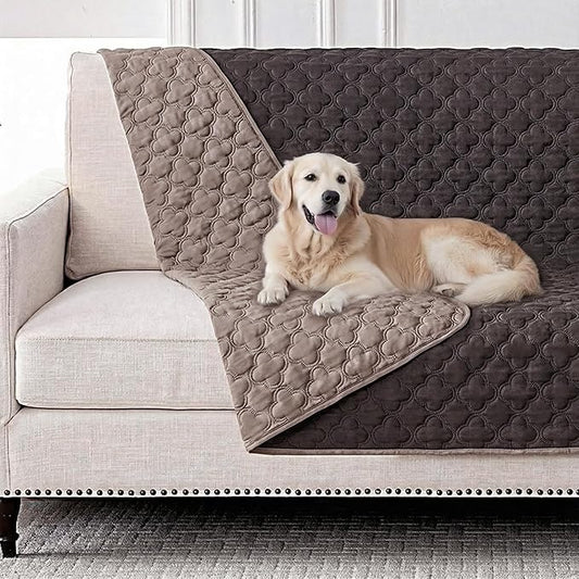 Waterproof Dog Blanket, Couch Cover for Dogs Washable, Reversible Dog Bed Cover, Couch Furniture Protector. (Dark＆Light Brown, 52 X 82 Inch - 1 Pack)