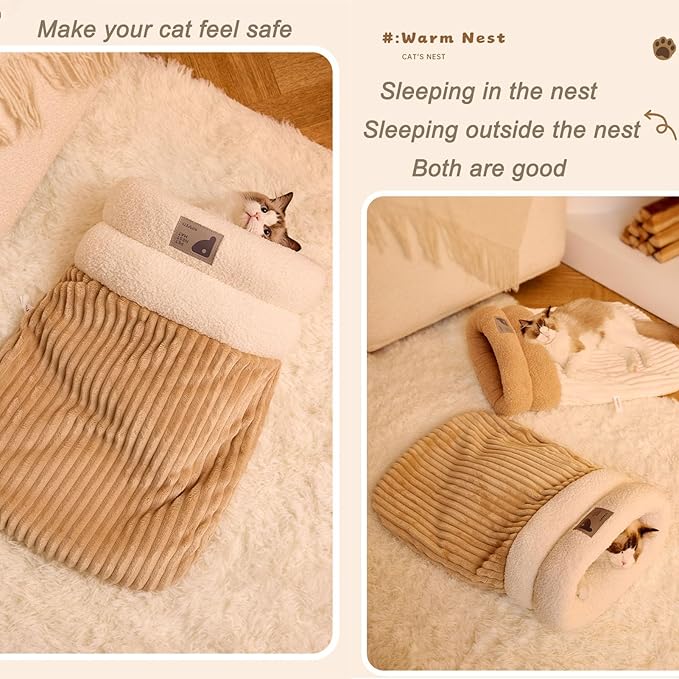 Cat Bed Cave-cat beds for Indoor Cats,Soft and Comfortable,Warm nest,Cute cat House,Semi-Enclosed cat Bed,Kitty pet hut,Hideaway,Winter Cat House (Basic)