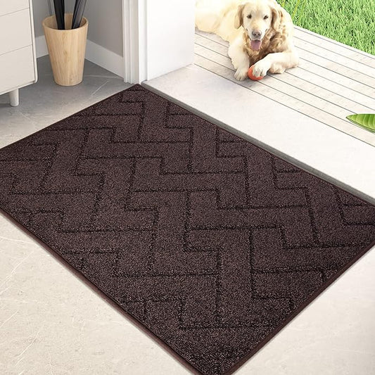 PURRUGS Dirt Trapping Door Mat 20" x 31.5", Non-Slip Machine Washable Entry Rug, Dog Doormat, Indoor Front Door Mat, Super Absorbent Entryway Rug for Muddy Shoes & Paws, Brown