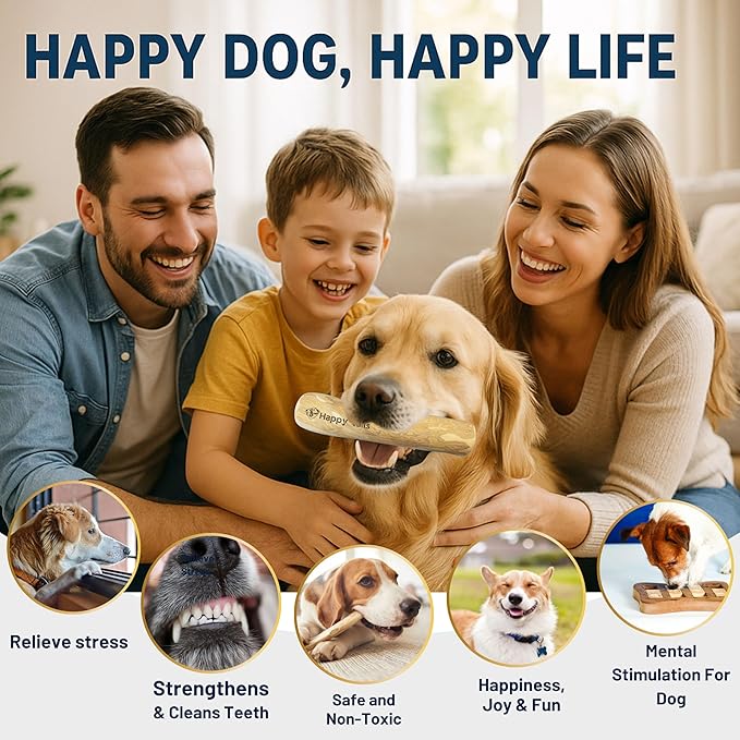 Set of 1 Coffee Wood Dog Chew Stick Toy for Dog, Natural and Real Wooden Bone Sticks for Pets, Safe Dental Cleaning Chews, Pets Health, Teeth Cleaning and Relieve Stress (Medium)