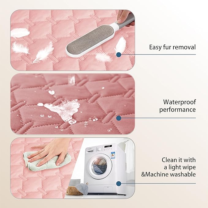gogobunny 3X Stronger Waterproof Pet Blanket, Scratch Proof Furniture Protector for Dogs Cats, Reversible Cover 82x120 Inch, Dark Pink/Light Pink