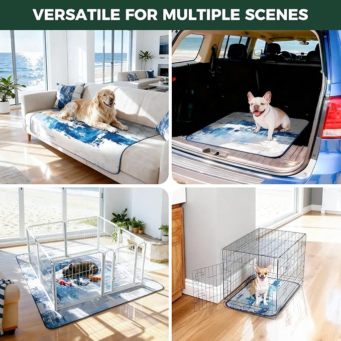 FXW Washable Pee Pads for Dogs, Puppy Pads with Super Absorbent, Specifically Designed for FXW Rollick/Homeplus 24inch 6 Panels Dog Playpen, 39" x 63" Rectangle, Tie-Dye Blue, 1 Pack