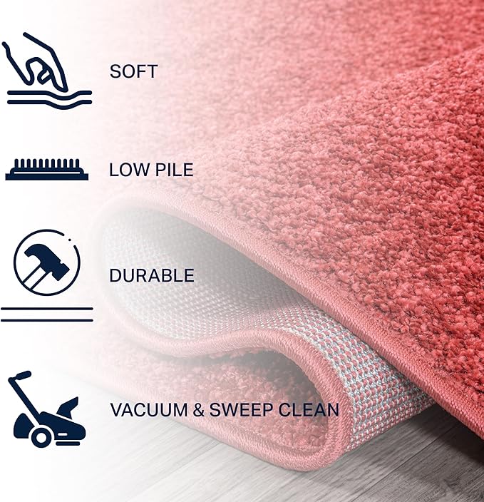 JONATHAN Y Haze Solid Low-Pile Red 4x6 Oval Indoor Area Rug, Coastal,Bohemian,Minimalist,Classic, Easy-Cleaning for Living Room,Bedroom,Kitchen,Pet Friendly,Non-Shedding (SEU100E-4OV)