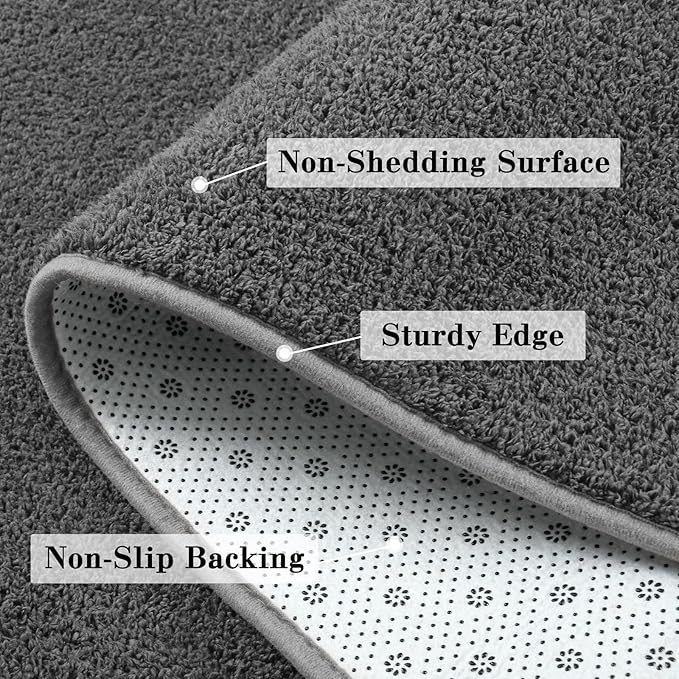 DweIke 6x9 Dark Grey Area Rugs for Bedroom, Super Soft Living Room Rug, Thickened Memory-Foam Throw Carpet, Non-Slip and Washable Carpets for Kids Boys Girls Room Dorm Nursery Home Decor