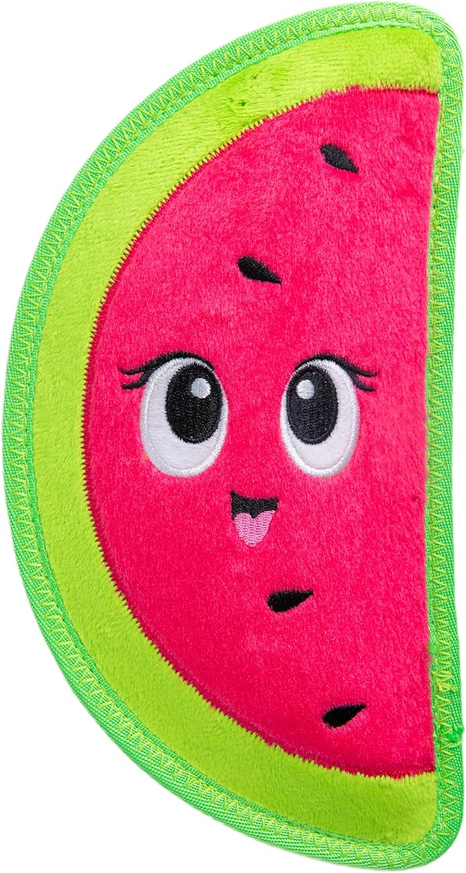 Outward Hound Tough Skinz Durable Squeaky Dog Toy with Two Tough Layers, Watermelon, Red, Medium
