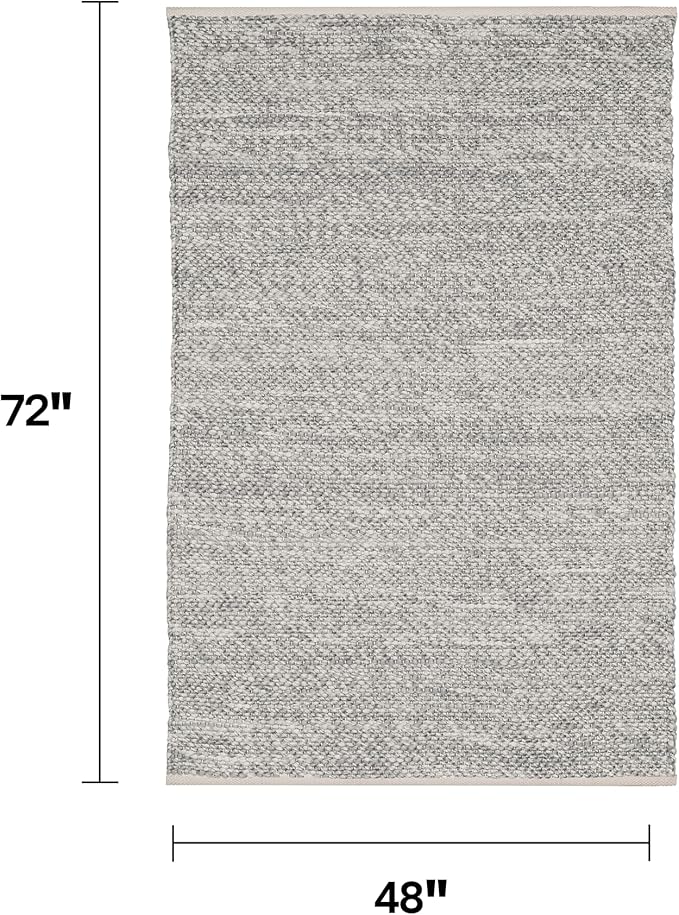 Fab Habitat Machine Washable Area Rug - Hand Woven, Stain Resistant, Pet Friendly - Premium Recycled Polyester Yarn - Solid - Bedroom, Living Room - Biltmore - Natural - 4 x 6 ft