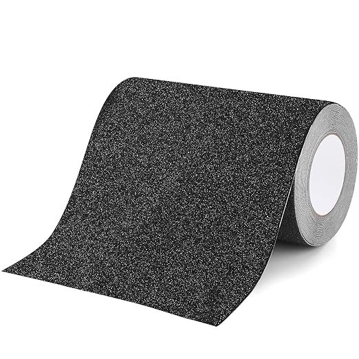 Qingluan Grip Tape, Anti Slip Tape Outdoor/Indoor Waterproof, Non Slip Tape for Stair Steps, Tread Staircases, Ramps, Skateboards (Black Tape, 7.8" x 33Ft)