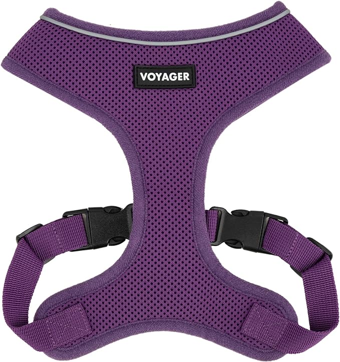 Voyager Aerolite Over The Head Dog Harness, No Pull Breathable Air Mesh Vest, Quick Dry with Reflective Stitching, Adjustable Escape Resistant Harness for Small Medium Large Dogs - Purple, X-Small