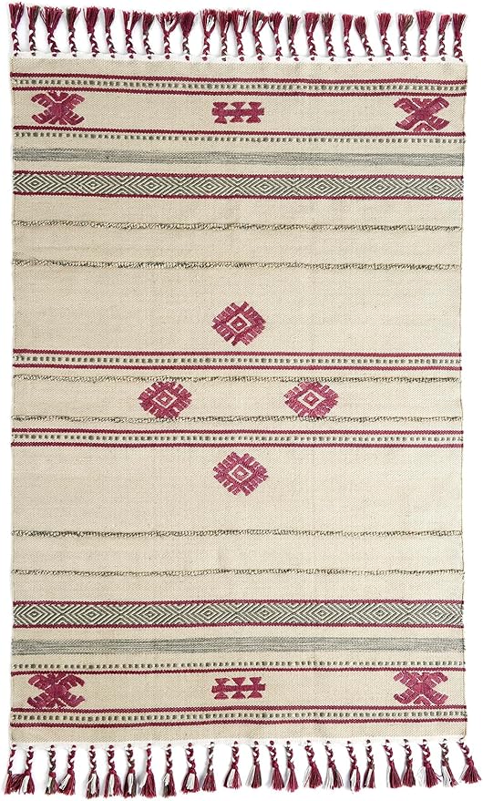 Fab Habitat Machine Washable Area Rug - Hand Woven, Stain Resistant, Pet Friendly - Premium Recycled Polyester Yarn - Aztec - Kitchen, Bathroom - Dakota - Multi - 2 x 3 ft